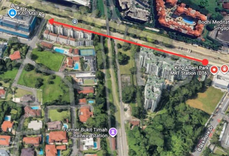 Walking directions from King Albert Park MRT to KAP Mall